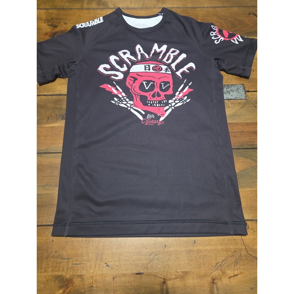 Scramble VV for Victory Rash Guard Small  Black BJJ Jiu Jitsu MMA Compression
